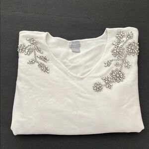 Chico's White Embellished Women's Sweater